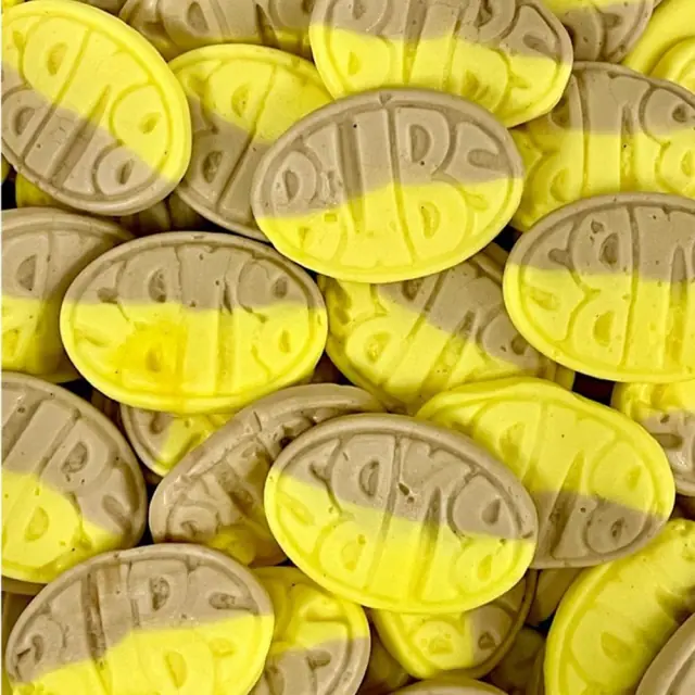 Yellow and brown banana-toffee BUBS foam ovals
